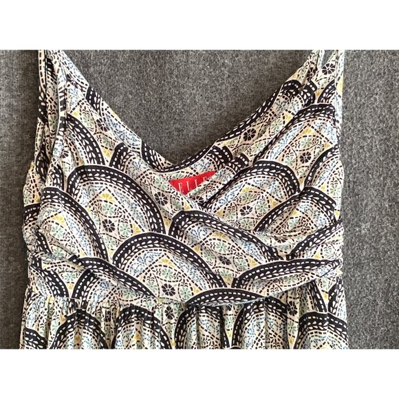 Elle Dress Summer Sundress Blue Green Black Geometric Elastic Waist Women Small - Picture 6 of 10